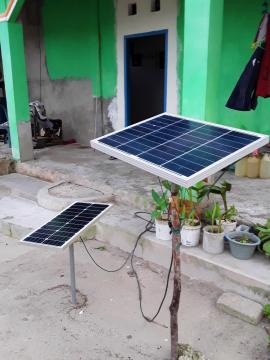 A household with two solar panels 