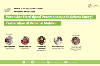 Embedded thumbnail for [WEBINAR]-Peran dan Partisipasi Perempuan Pada Sektor Energi Terbarukan Di Maluku